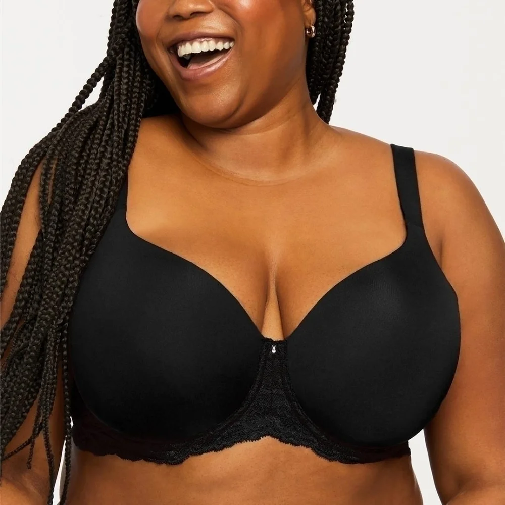 NWT Black Underwire Montelle Intimates Pure Plus Full Coverage T-Shirt Bra 34D